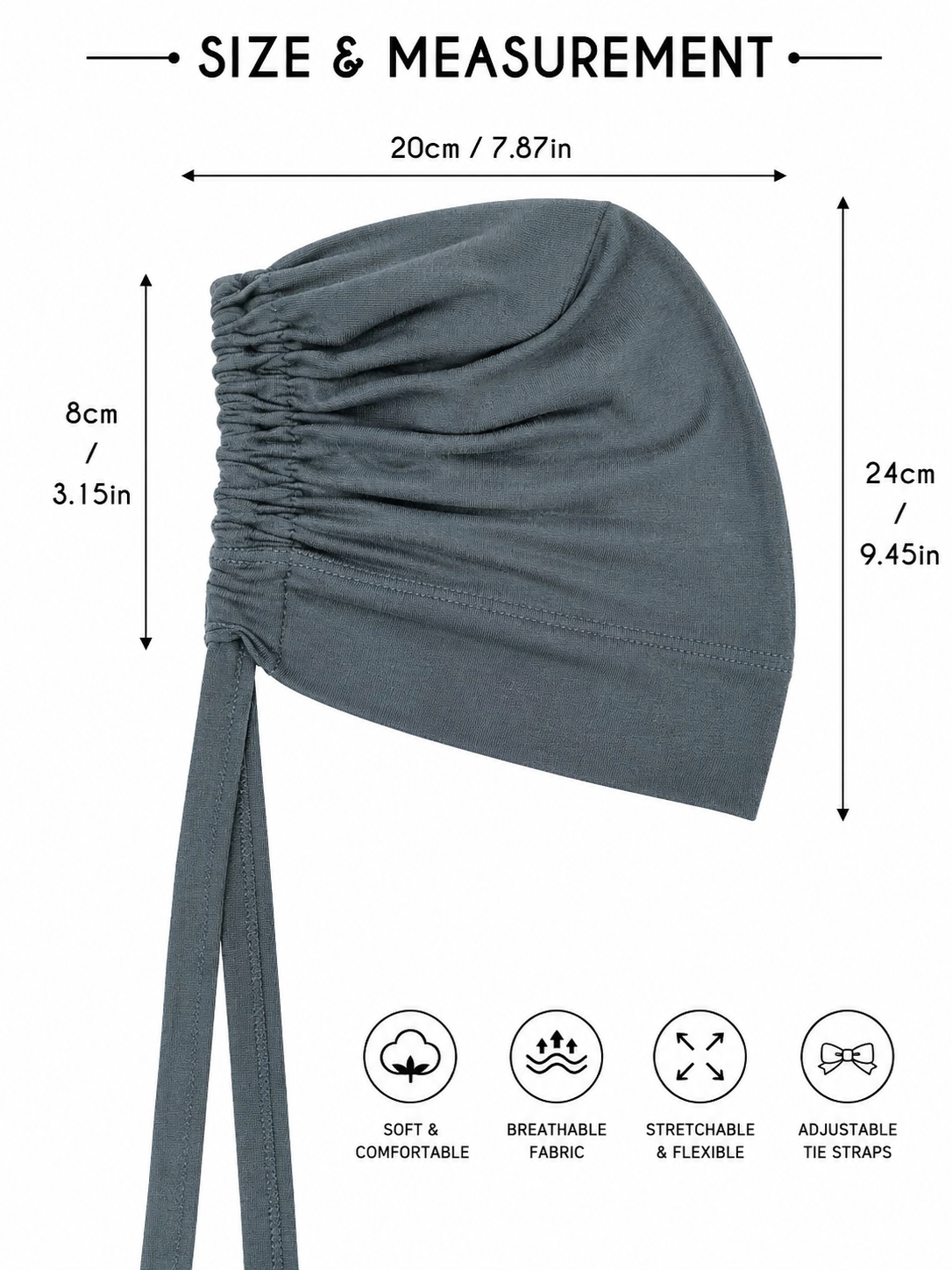 Turban Cap - Dark Grey
