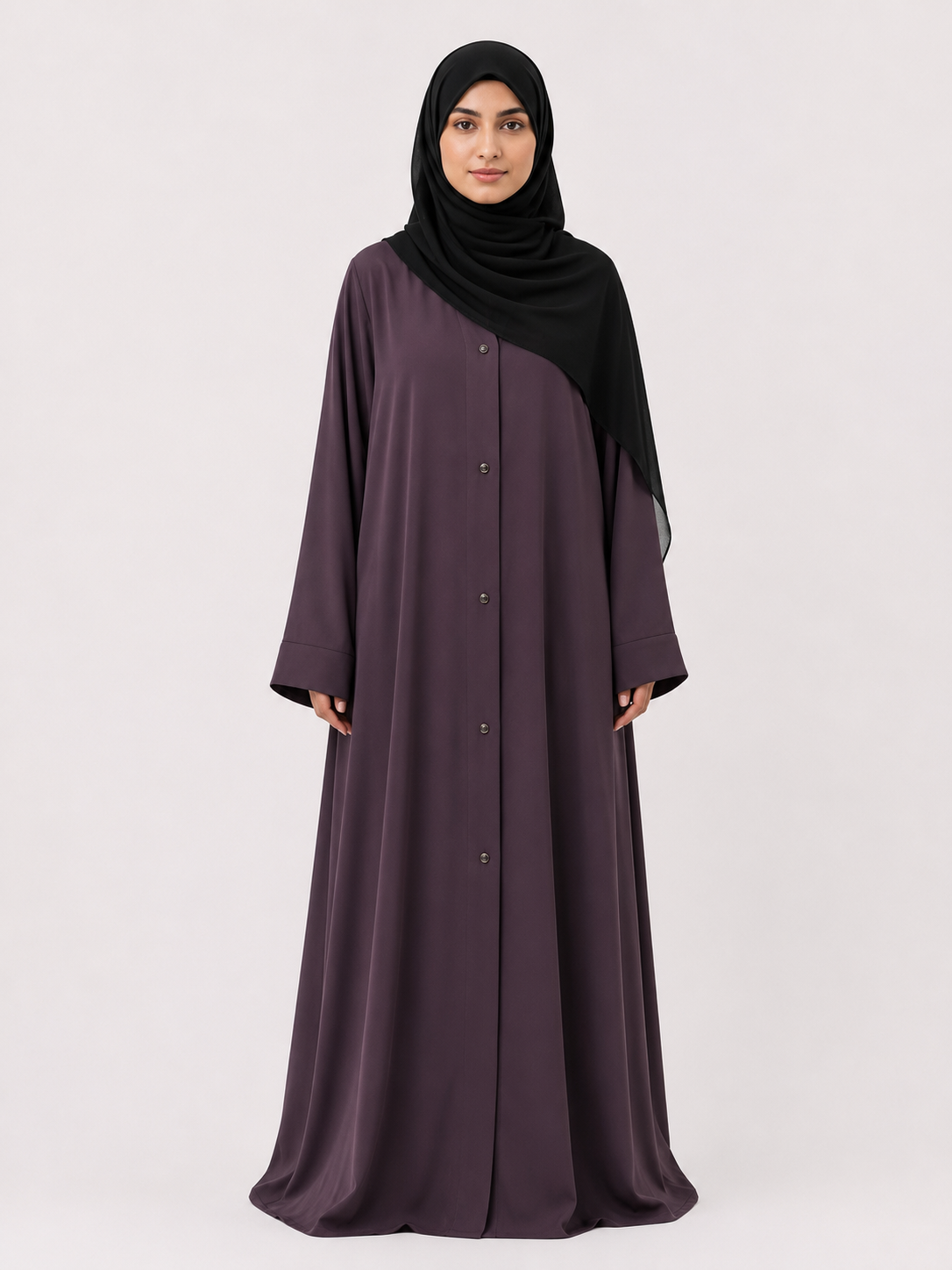 Korean Shiny Nida Abaya - Dusky Purple