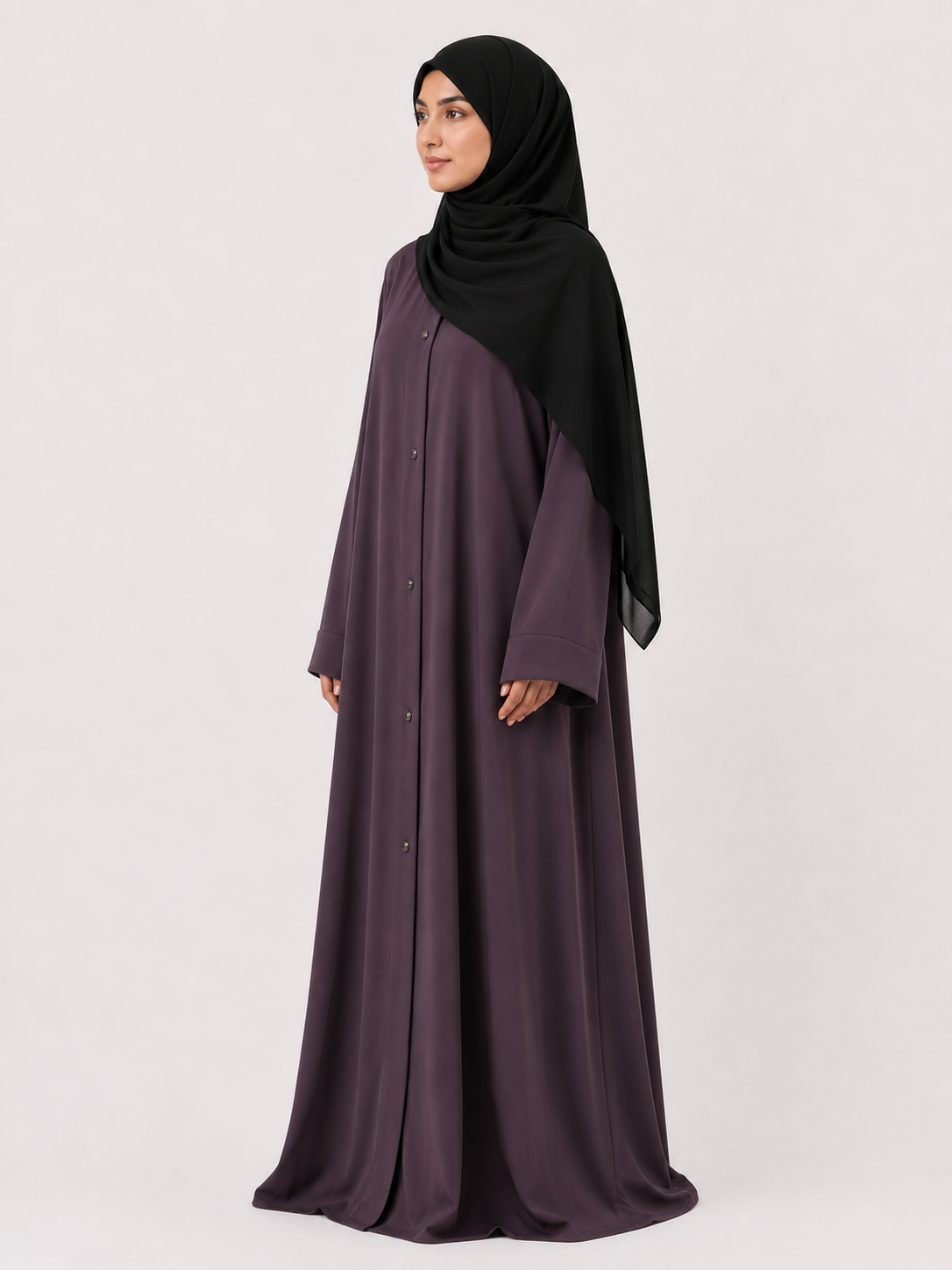 Korean Shiny Nida Abaya - Dusky Purple