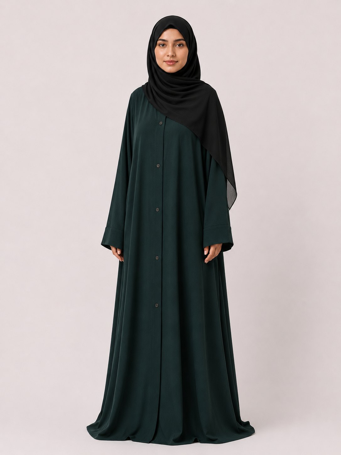 Korean Shiny Nida Abaya - Green