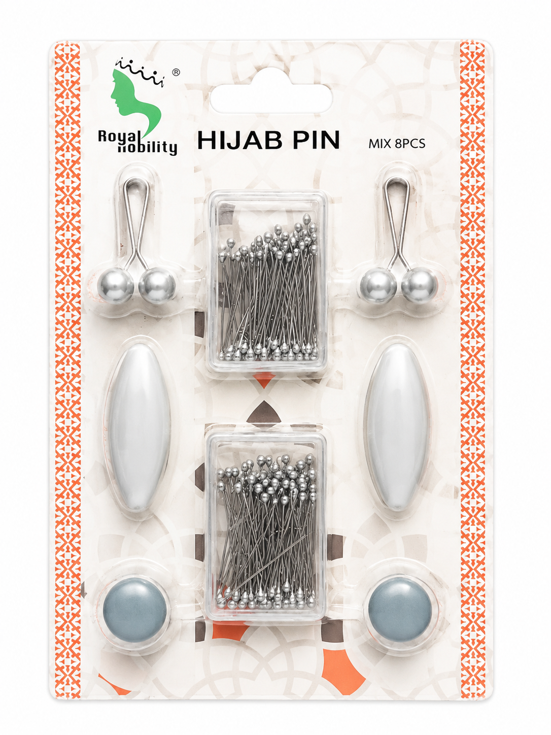 Grey Hijab Pin Set - 8 Piece Mix