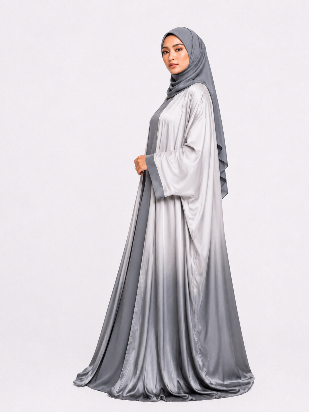 Ombre Baggy Abaya - Grey