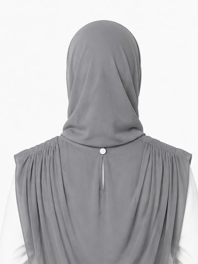 Extra Coverage Pleated Hijab Set – Grey