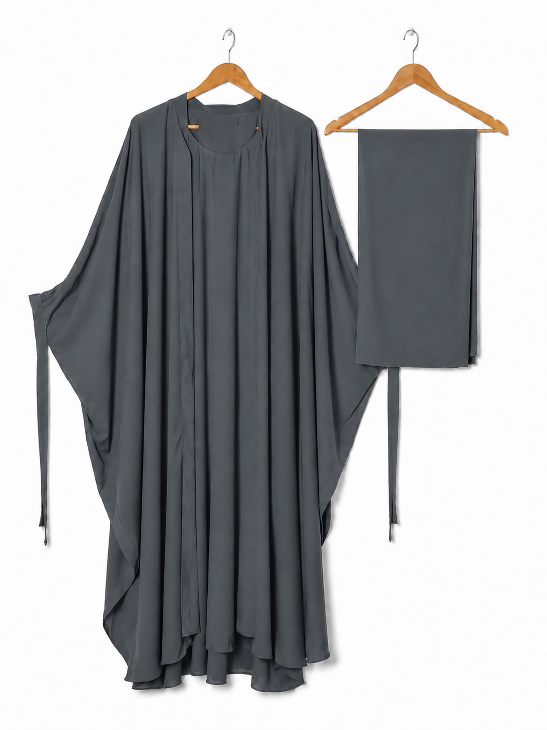 4 Piece Tie Caftan Abaya - Grey