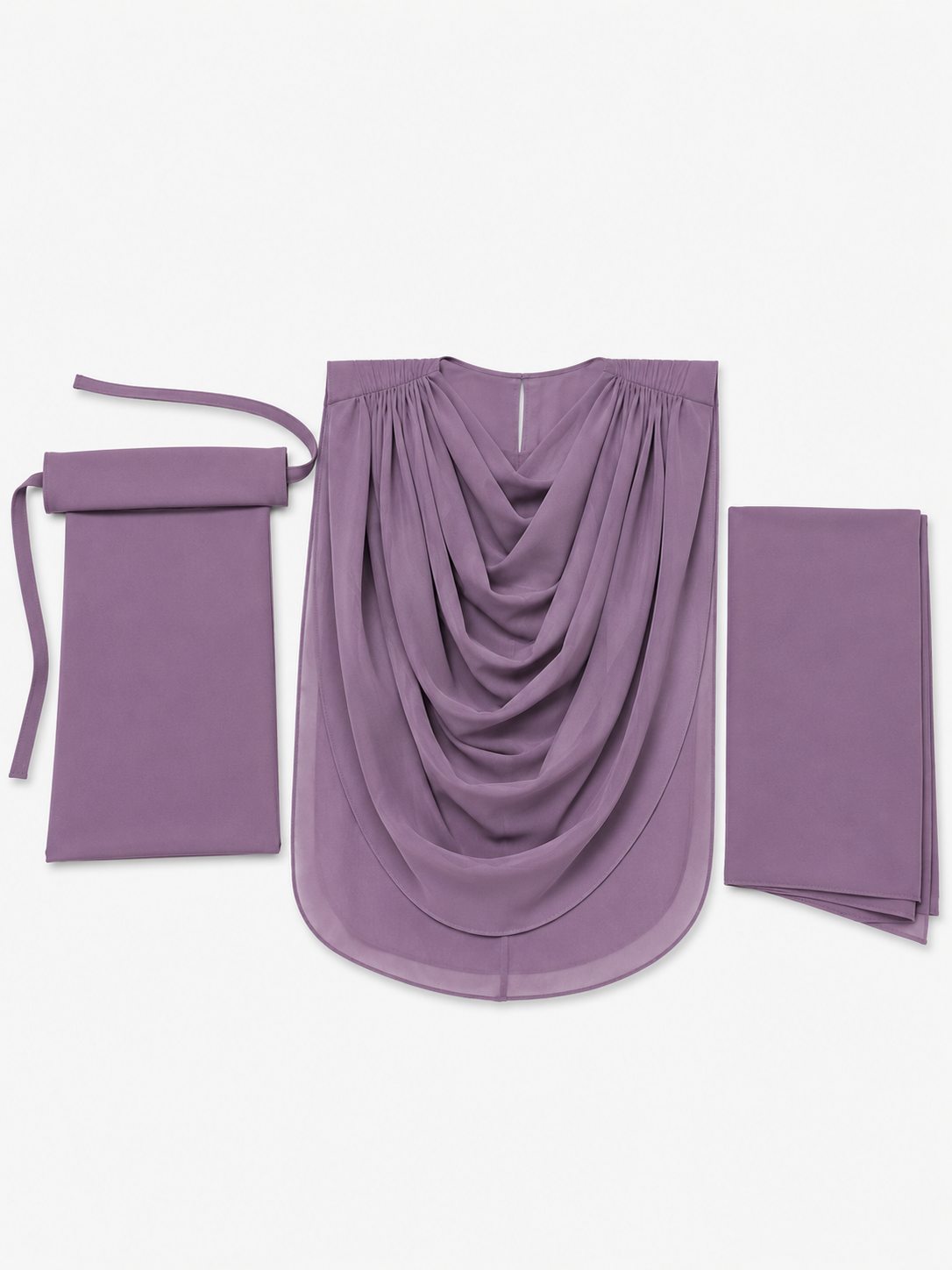 Extra Coverage Pleated Hijab Set – Lilac