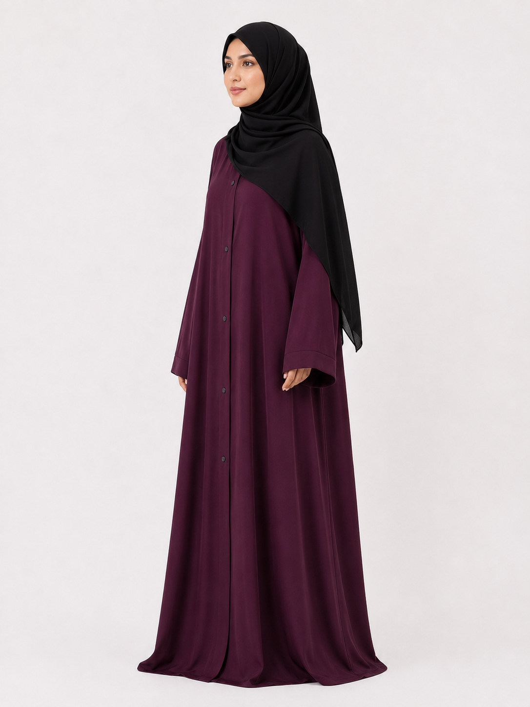 Korean Shiny Nida Abaya - Maroon