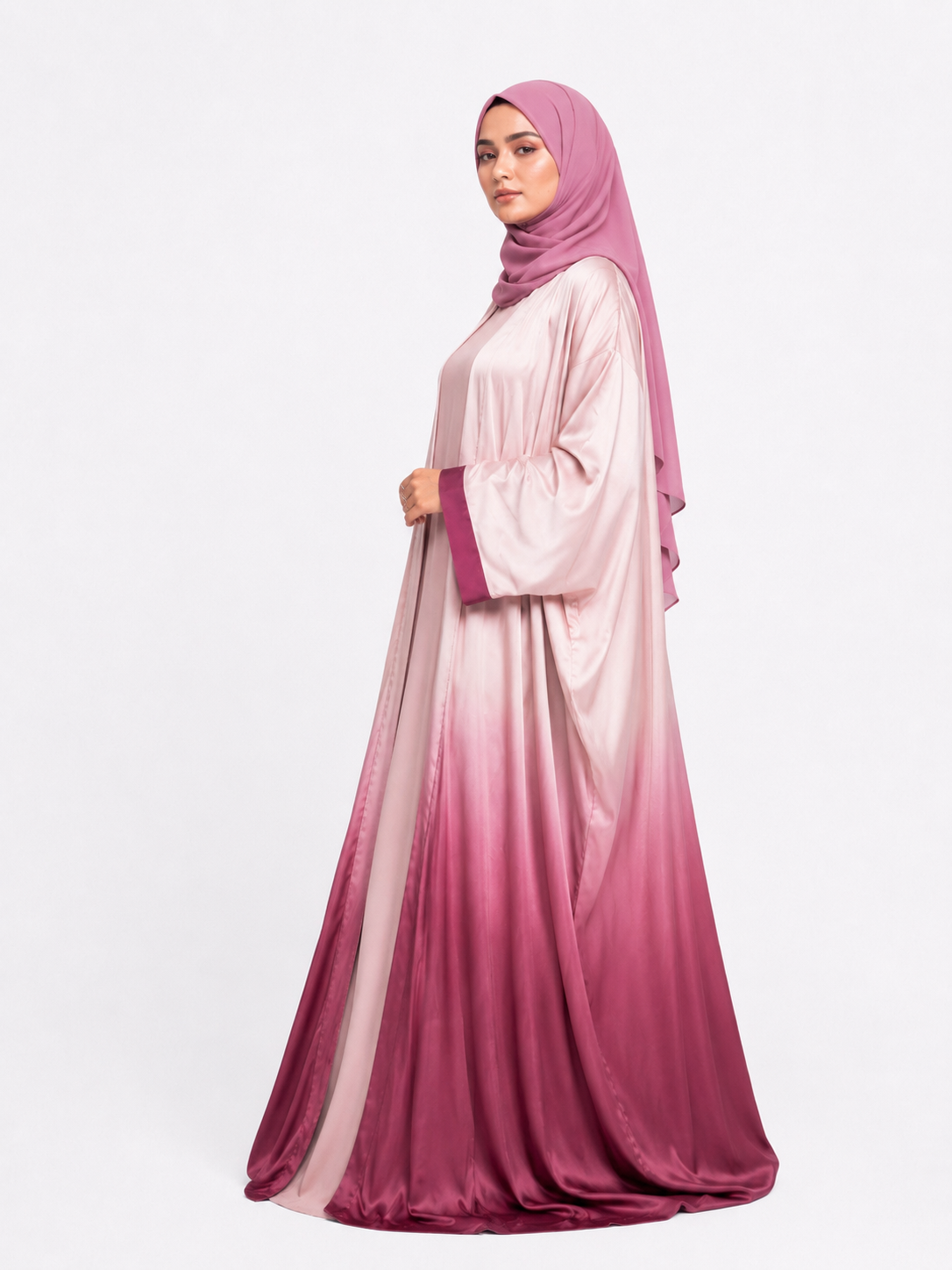 Ombre Baggy Abaya - Pink