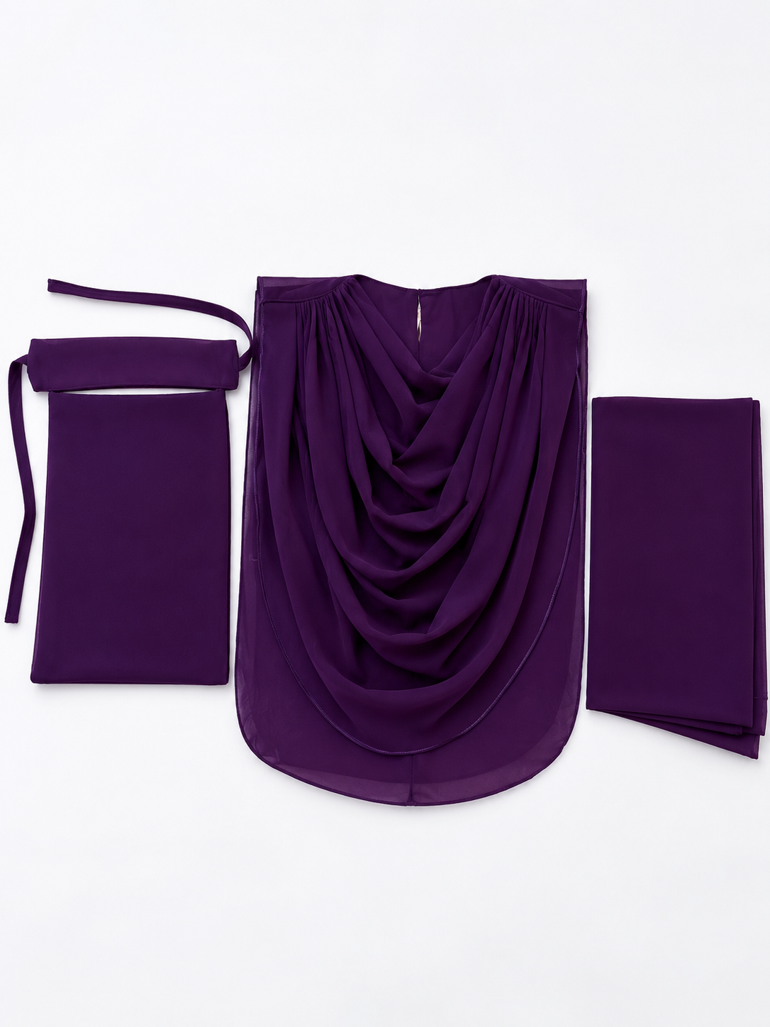 Extra Coverage Pleated Hijab Set – Purple