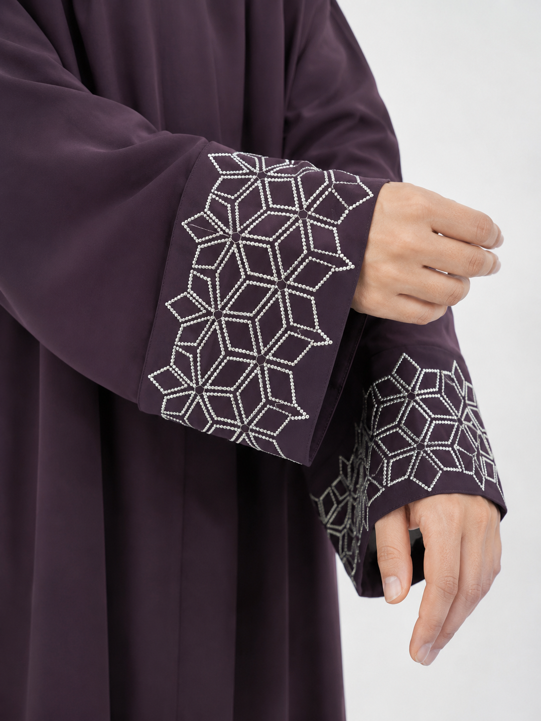 Embroidered Nida Abaya - Purple