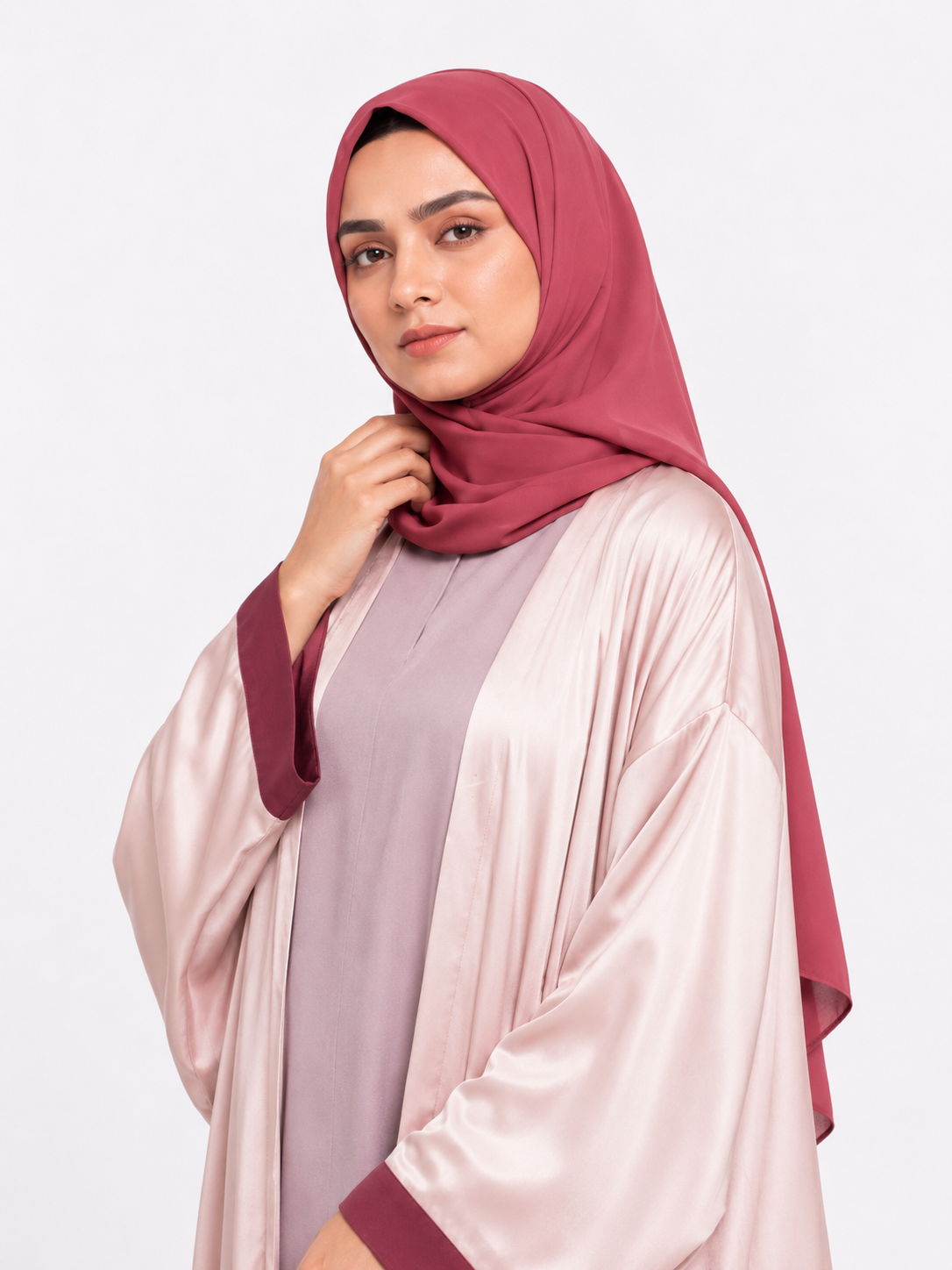 Ombre Baggy Abaya - Raspberry