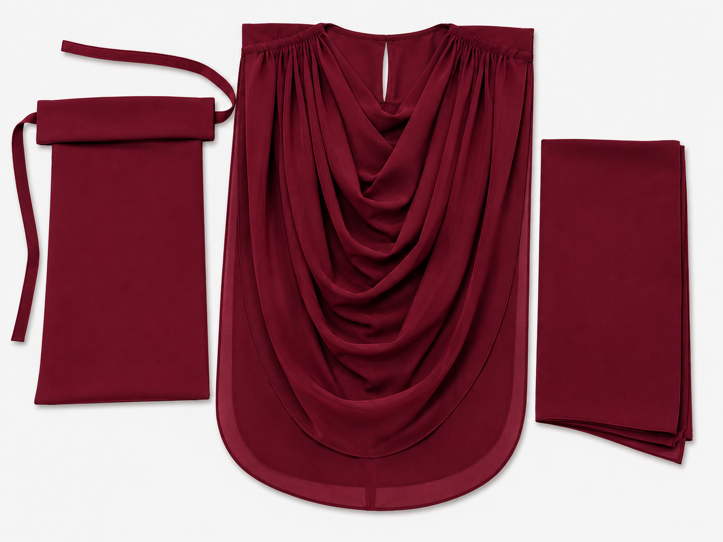 Extra Coverage Pleated Hijab Set – Maroon