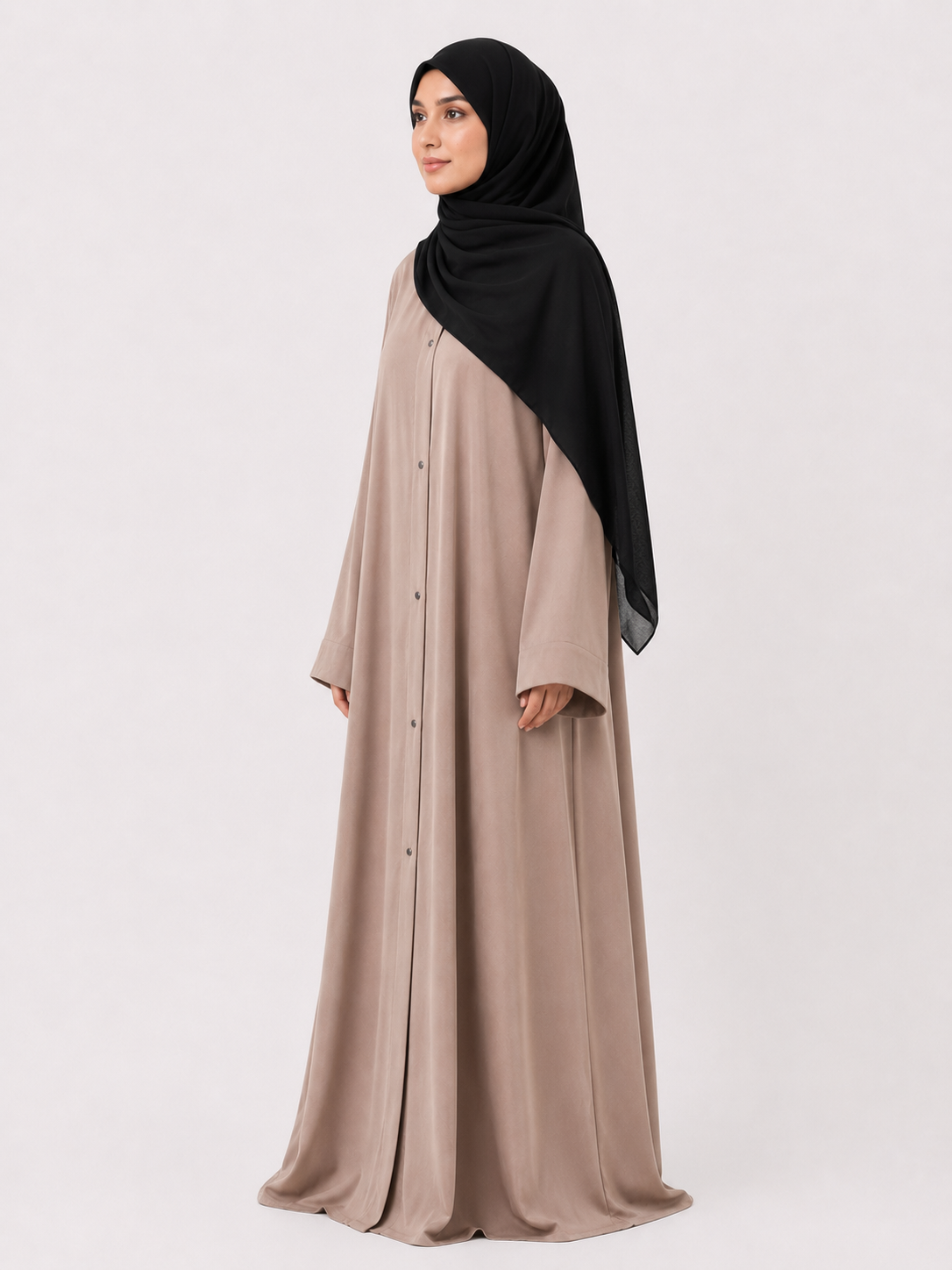 Korean Shiny Nida Abaya - Sand