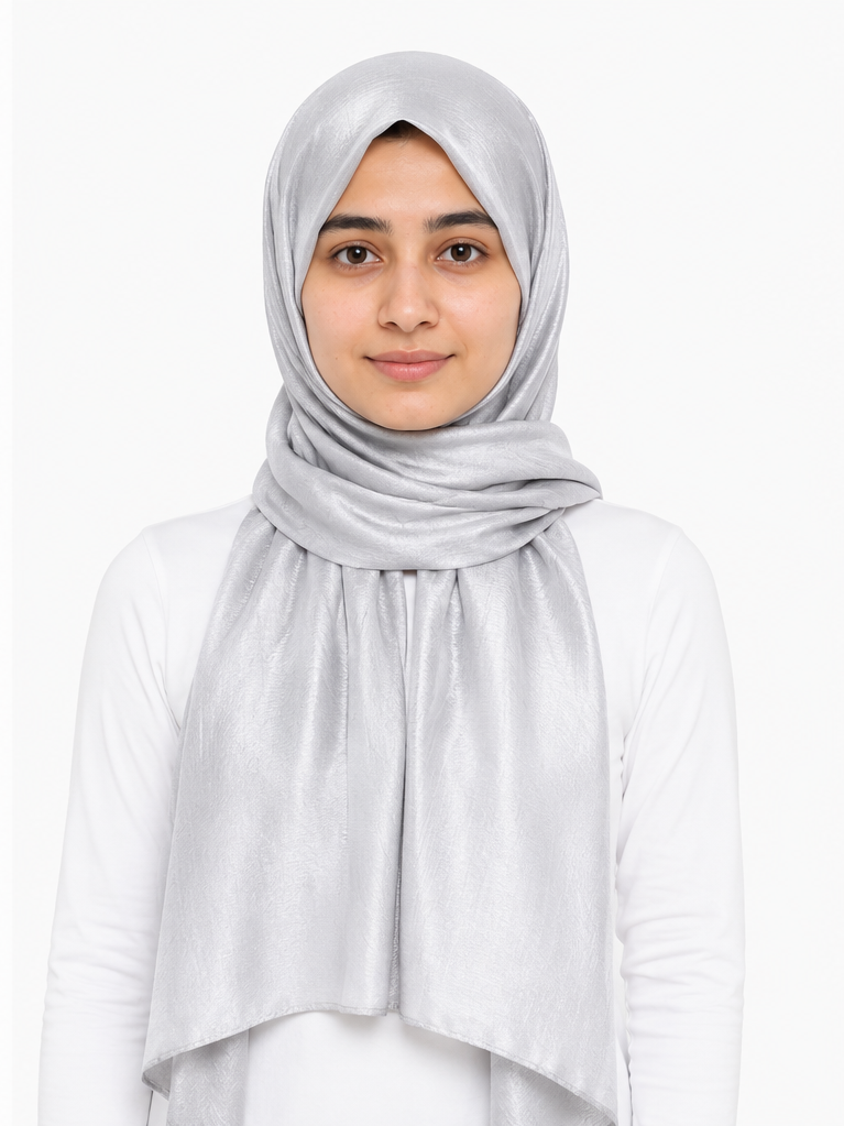 Crinkle Silk Hijab – Silver