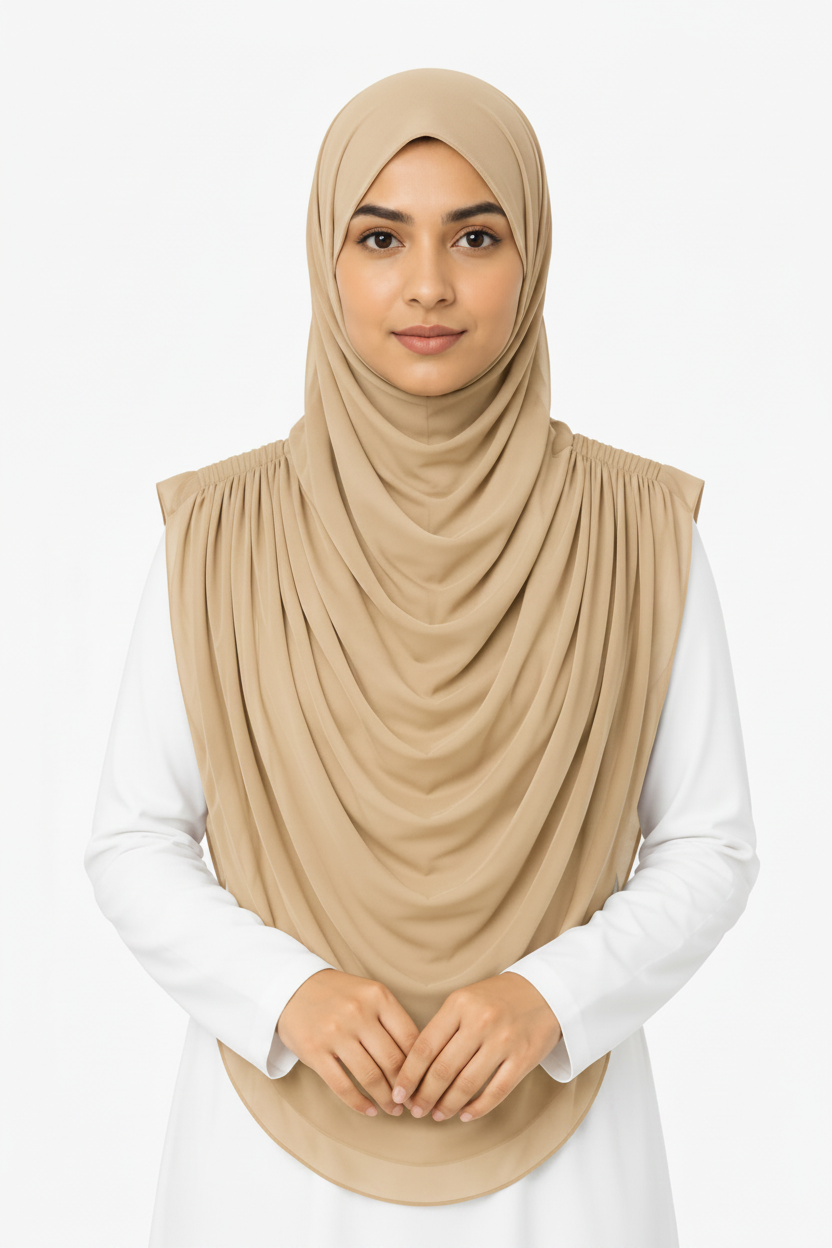 Extra Coverage Pleated Hijab Set – Skin