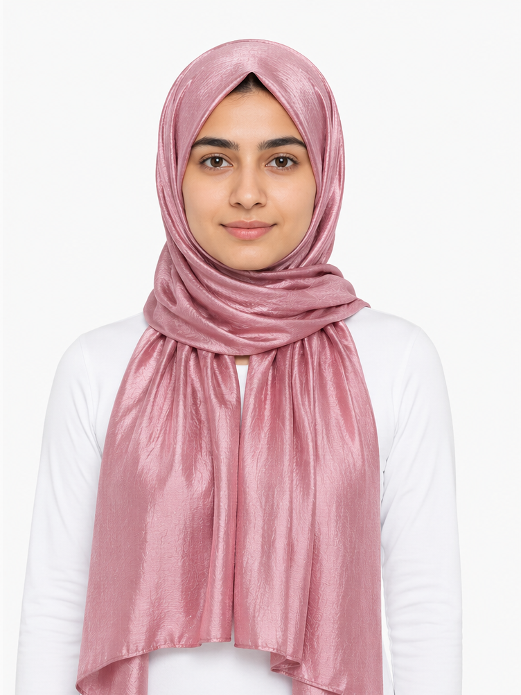 Crinkle Silk Hijab – Taffy Pink