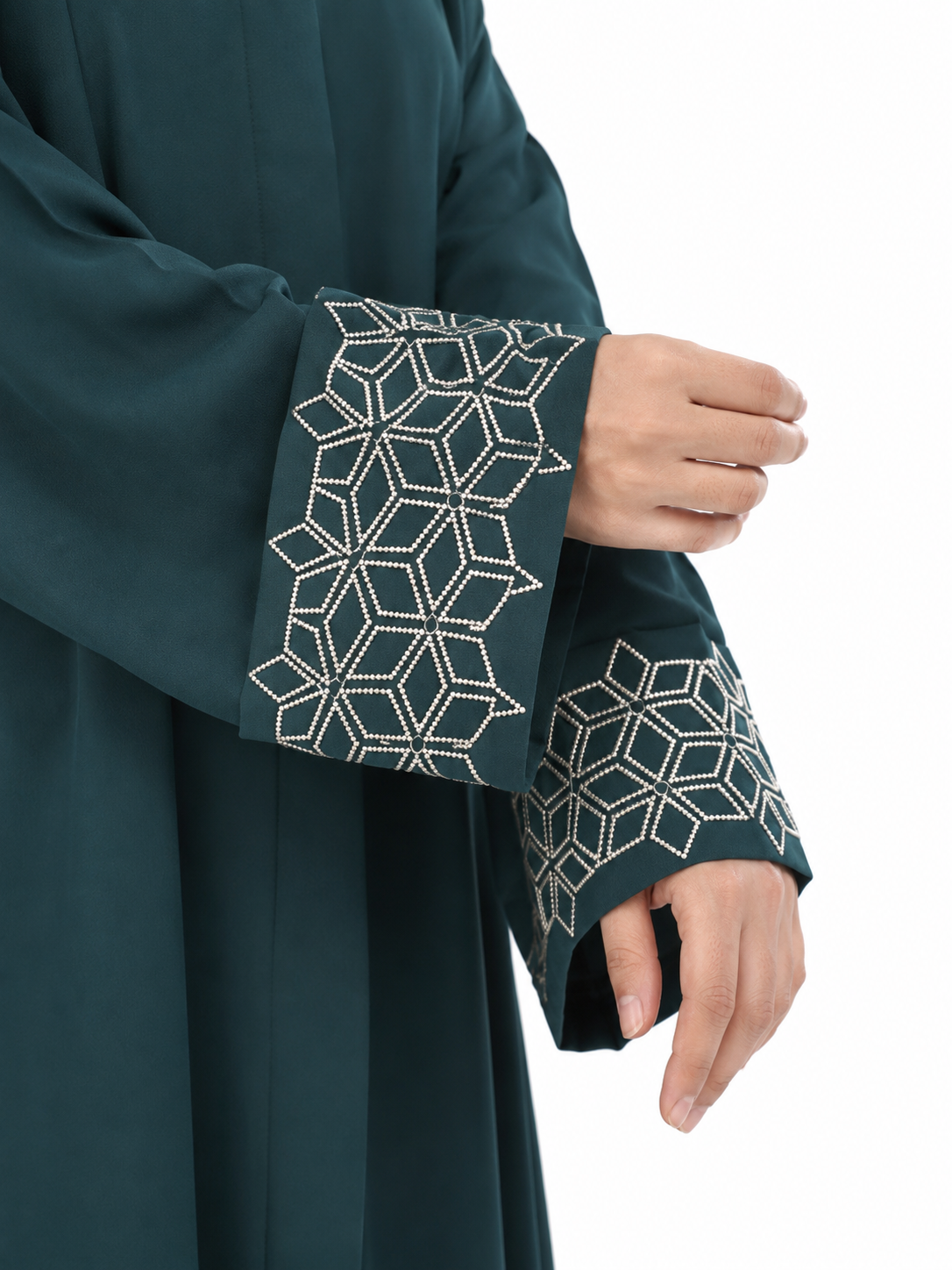Embroidered Nida Abaya - Teal