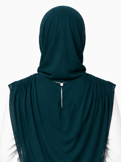 Extra Coverage Pleated Hijab Set – Teal