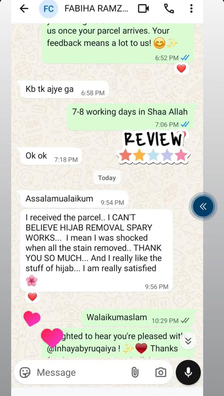 Customer unboxing Inhaya Hijab Stain Remover