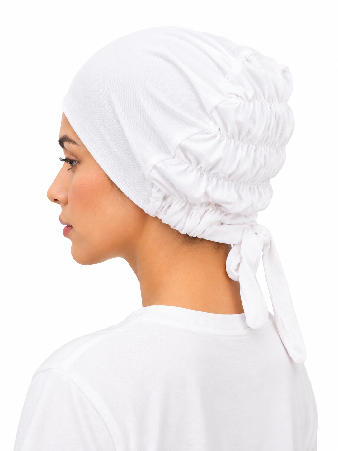 Pleated Cap – White